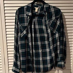 Forever 21 Green Plaid Button Down Shirt